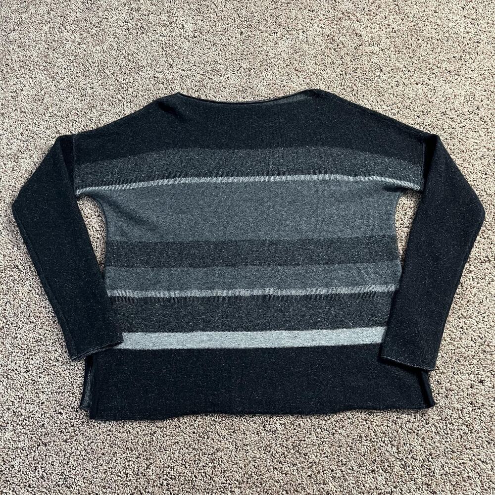 Vince Sweater Womens Medium‎ Gray Black Wool Cashmere Stripe Pullover Minimalist